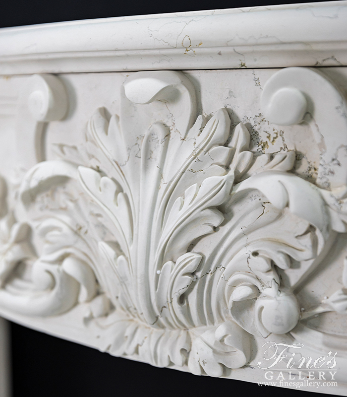 Marble Fireplaces  - Louis VI French Style Mantel In Bianco Perlino Marble - MFP-2627